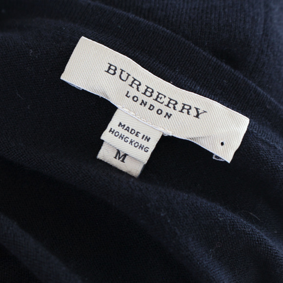 Burberry Silk Cashmere Pleated Ruffle Trim Short Sleeve Sweater M Black Top - Picture 6 of 7
